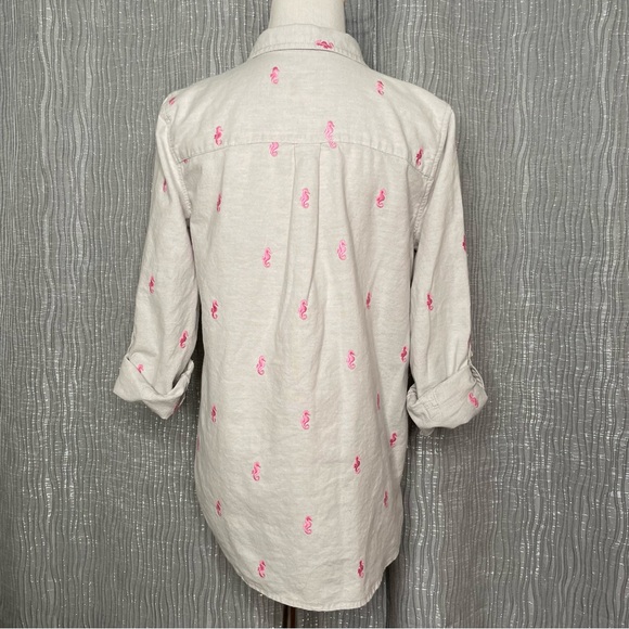 BASS roll tab seahorse embroidered button down shirt - Picture 3 of 7